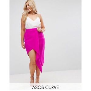 ASOS Curve NWT Pink Oragami Ribbed Pencil Skirt